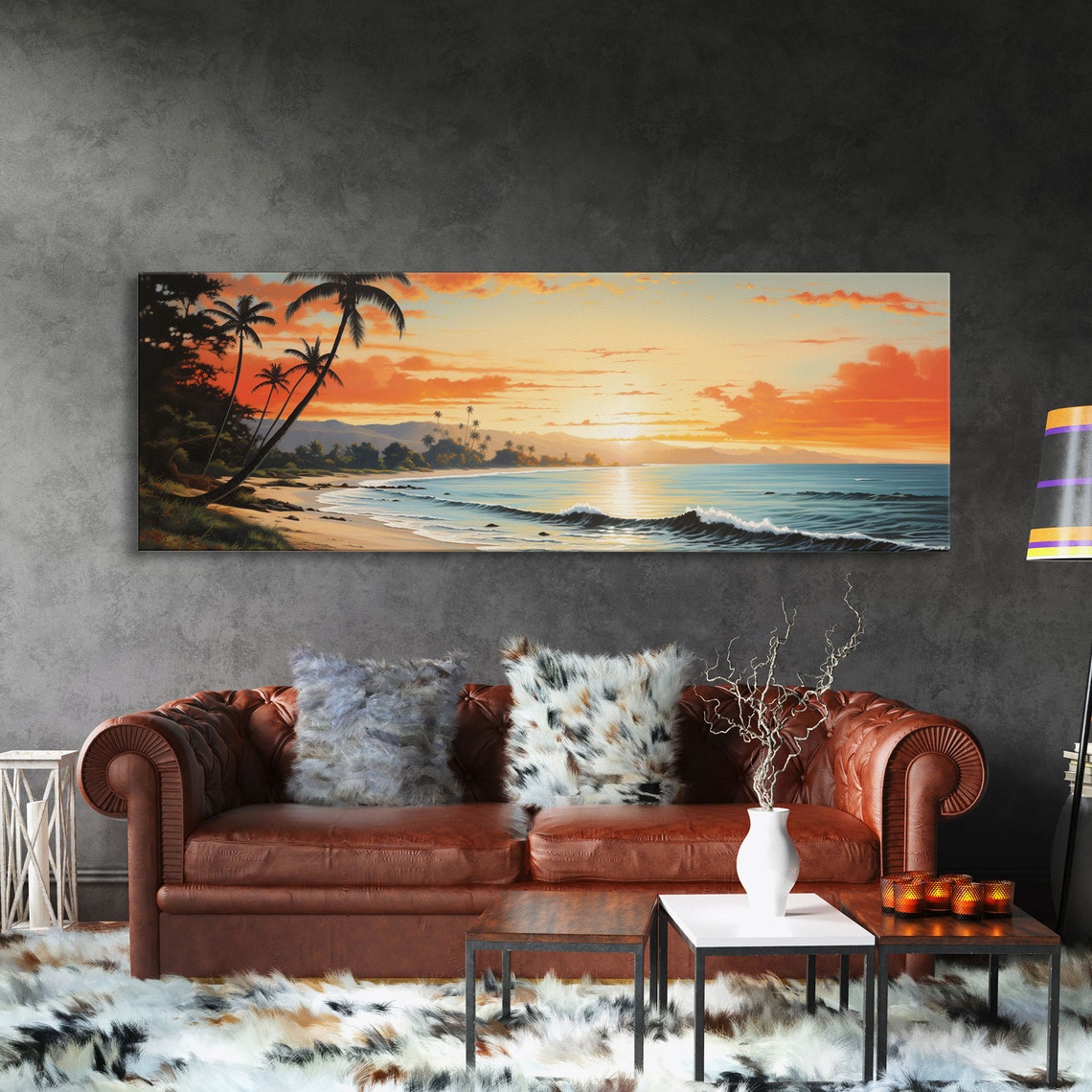 Panoramic Framed Print Wall Art Nautical Beach Ocean Wave Seascape Modern Art Coastal Room Decor Extra Large Tropical Art - Image 3