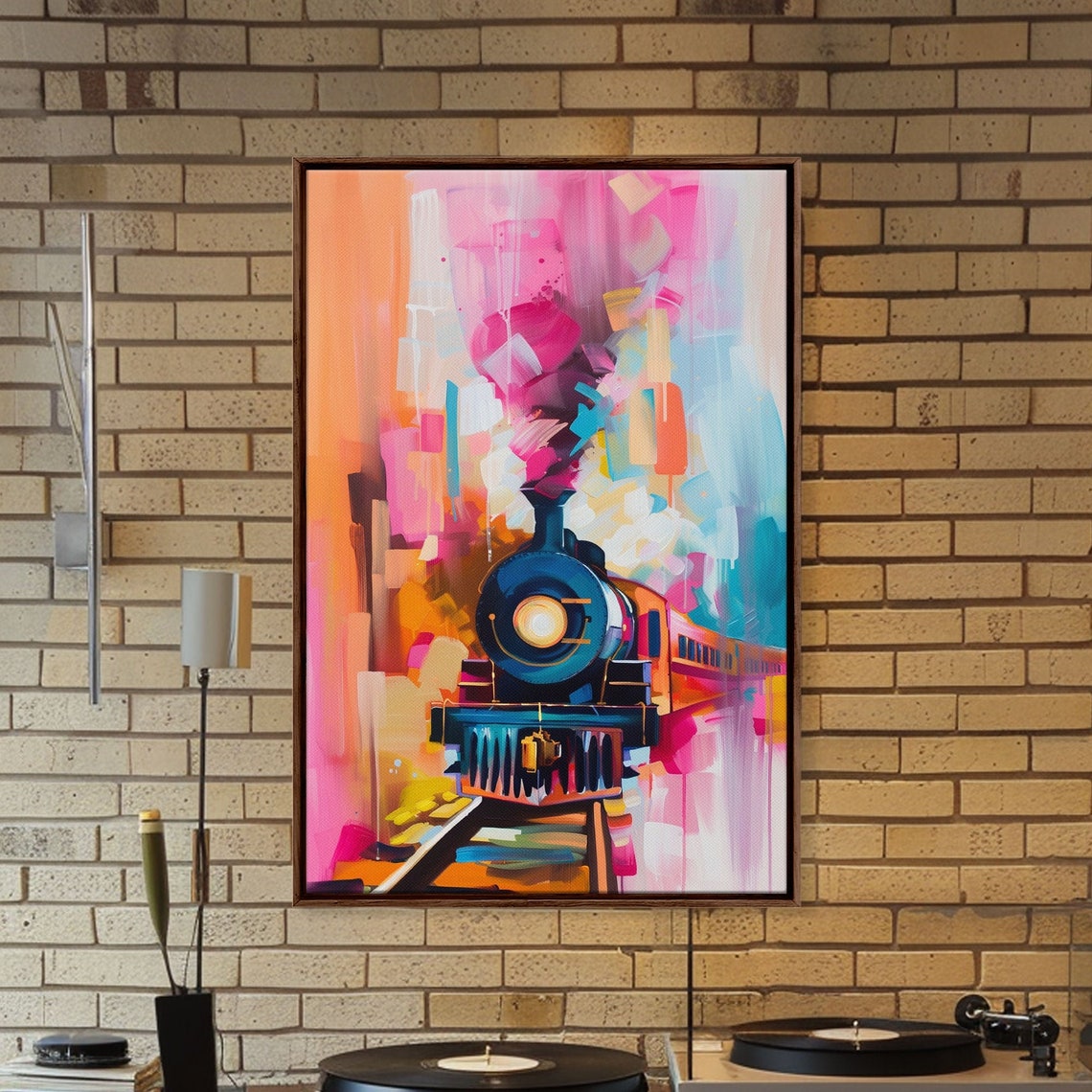Express Train Art Framed Print Bold Locomotive Decor Modern Train Wall Art Colorful Bedroom Artwork - Image 3