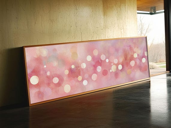 Framed Print Of Light Pink Abstract Art With Geometric Circles Perfect As Dorm Wall Art Or Minimalist Bedroom Wall Decor