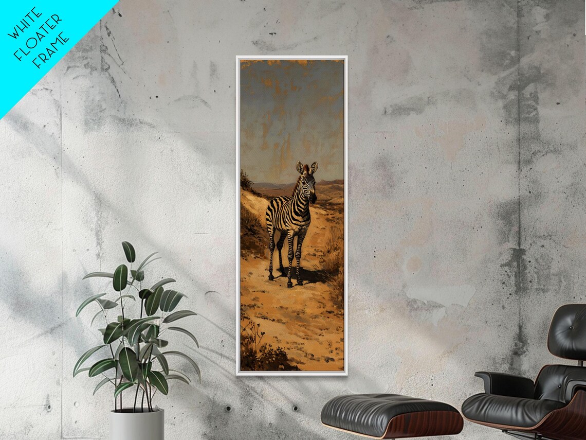 Zebra in Golden Savanna Grassland Painterly Wildlife Wall Art - Image 3