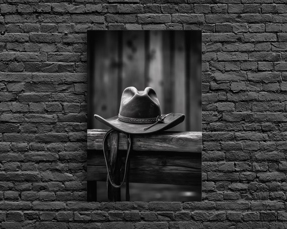 Cowboy Hat Print Western Wall Art Black And White Minimalist Art Wall Decor Art Wall Art Framed Wall Decor