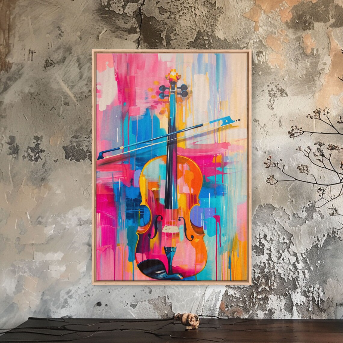 Violin Art Print, Vibrant Musical Living Room Decor - Image 4