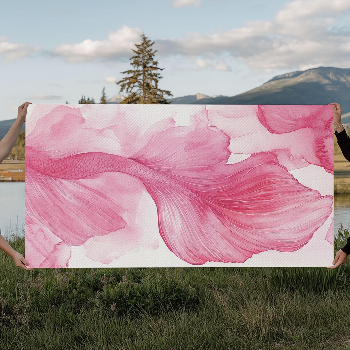 Pink Abstract Watercolor Petals Flowing Floral Fine Art Wall Poster - Image 5