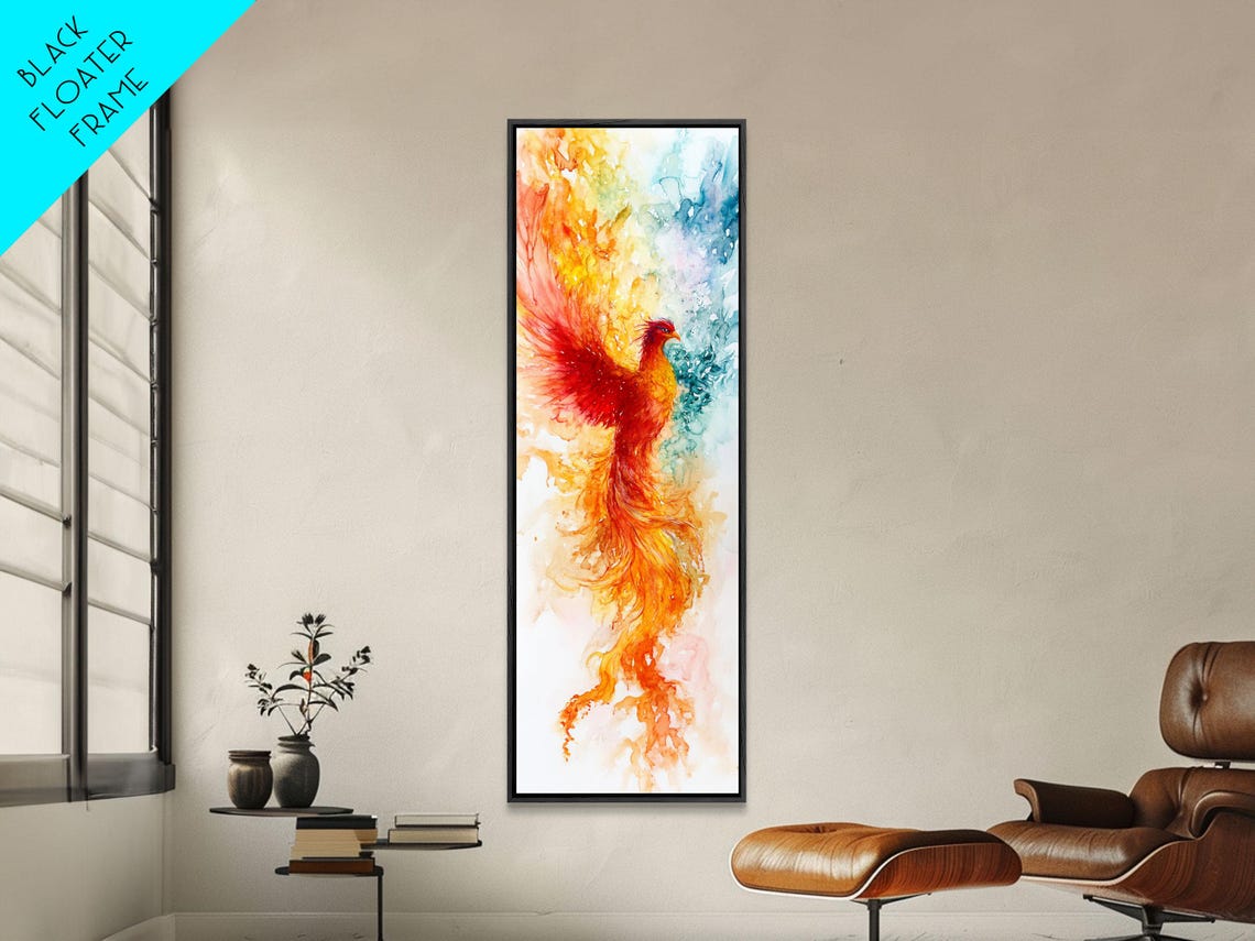 Ethereal Phoenix Rising Soft Pastel Rainbow Flames Renewal Art Poster - Image 4