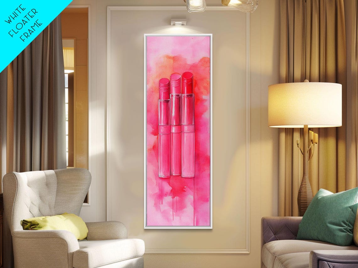 Light Pink Lipsticks Framed Print Modern Whimsical Art Abstract Vertical Art For Makeup Room Or Girly Dorm Wall Decor - Image 3