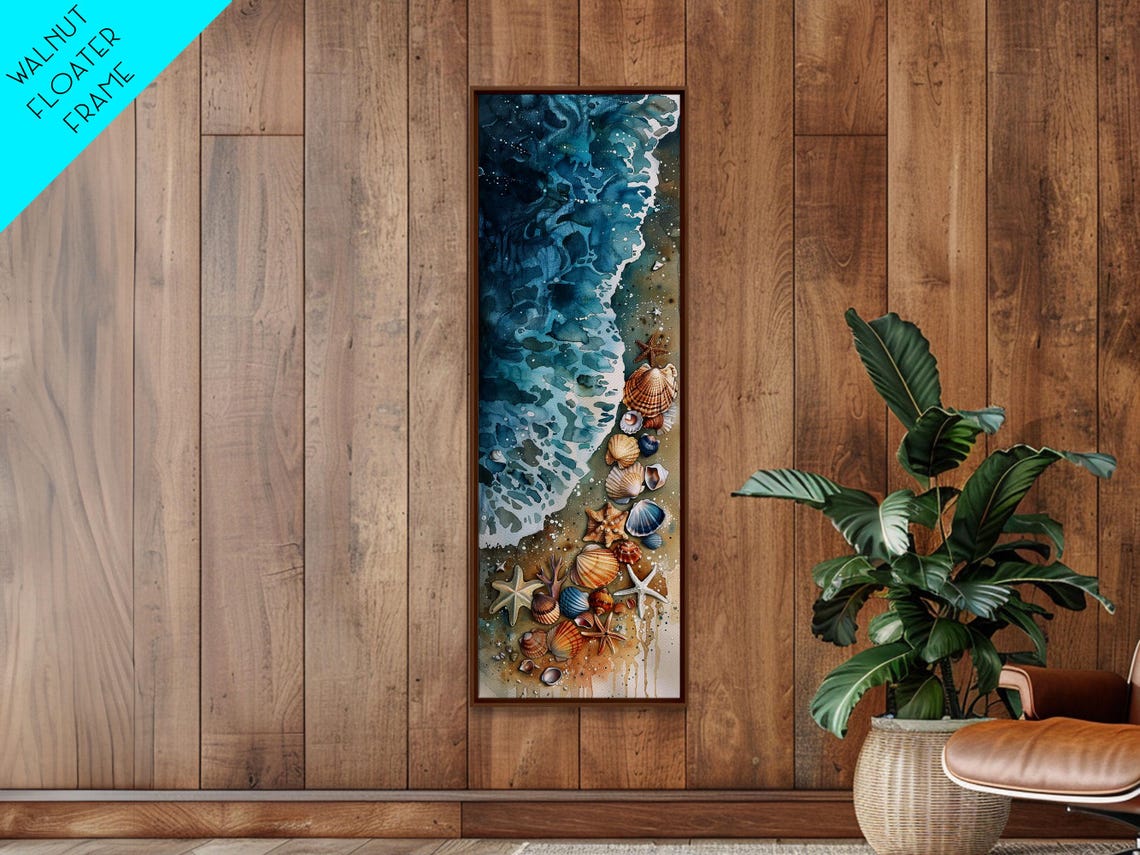 Coastal Beach Watercolor Seashells Starfish Ocean Waves Print - Image 6