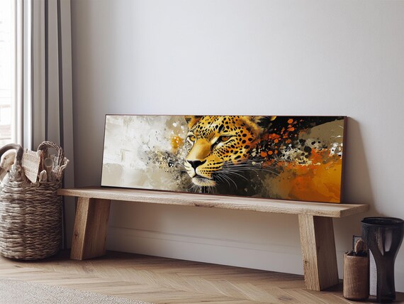 Bold Leopard Big Cat Portrait Orange Abstract Wildlife Wall Art