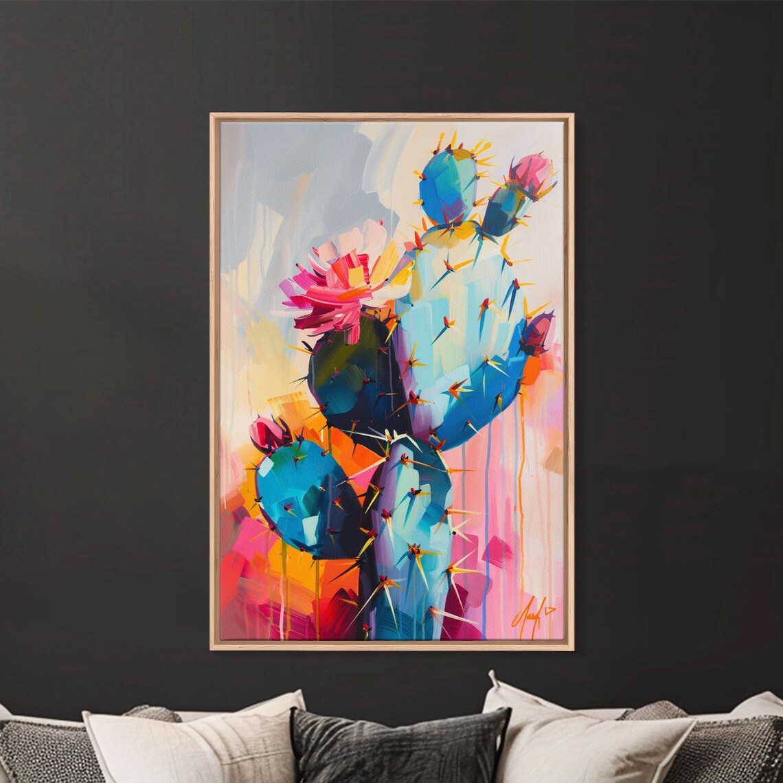 Flowering Cactus Modern Desert Plant Art Print - Image 4