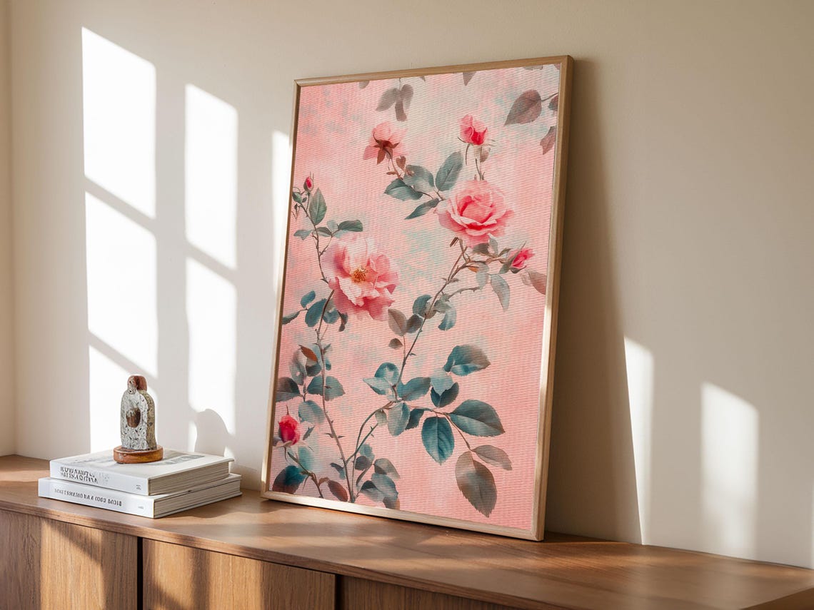Climbing Pink Roses Vintage Botanical Illustration Wall Art Poster - Image 6
