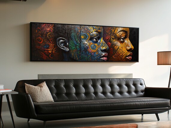Vibrant African Art Tribal Art Decor Golden Tones Minimalist Decor Rustic Wall Art Original Painting Unique Gift Idea