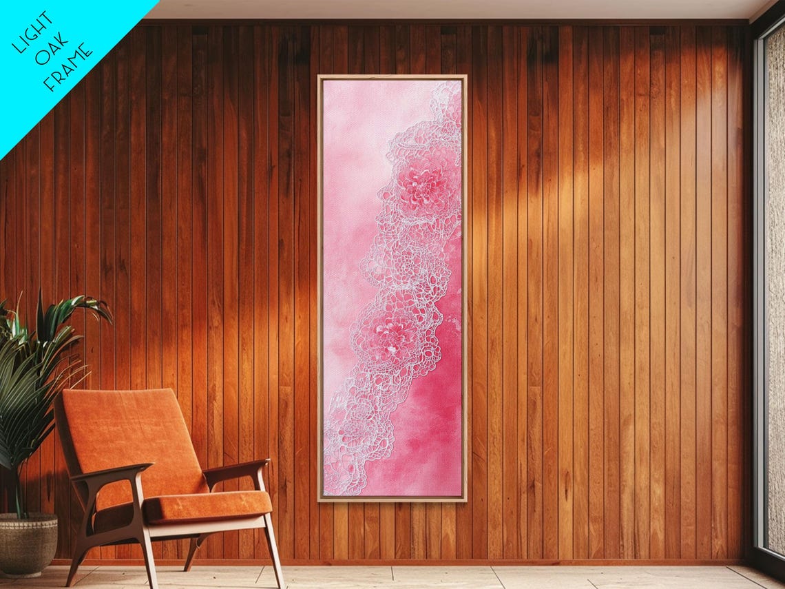 Romantic Pink Lace Pattern Watercolor Abstract Feminine Wall Art
