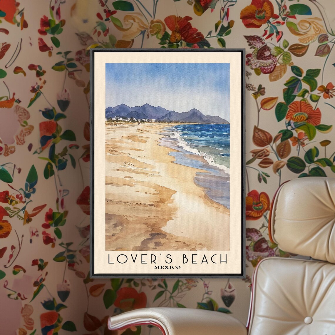 Lovers Beach Mexico Watercolor Vacation Art Print - Image 2