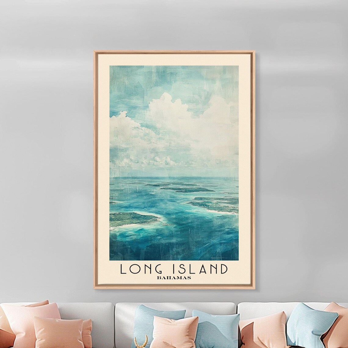 Long Island Bahamas Aerial Turquoise Sea Scattered Cays Poster - Image 3