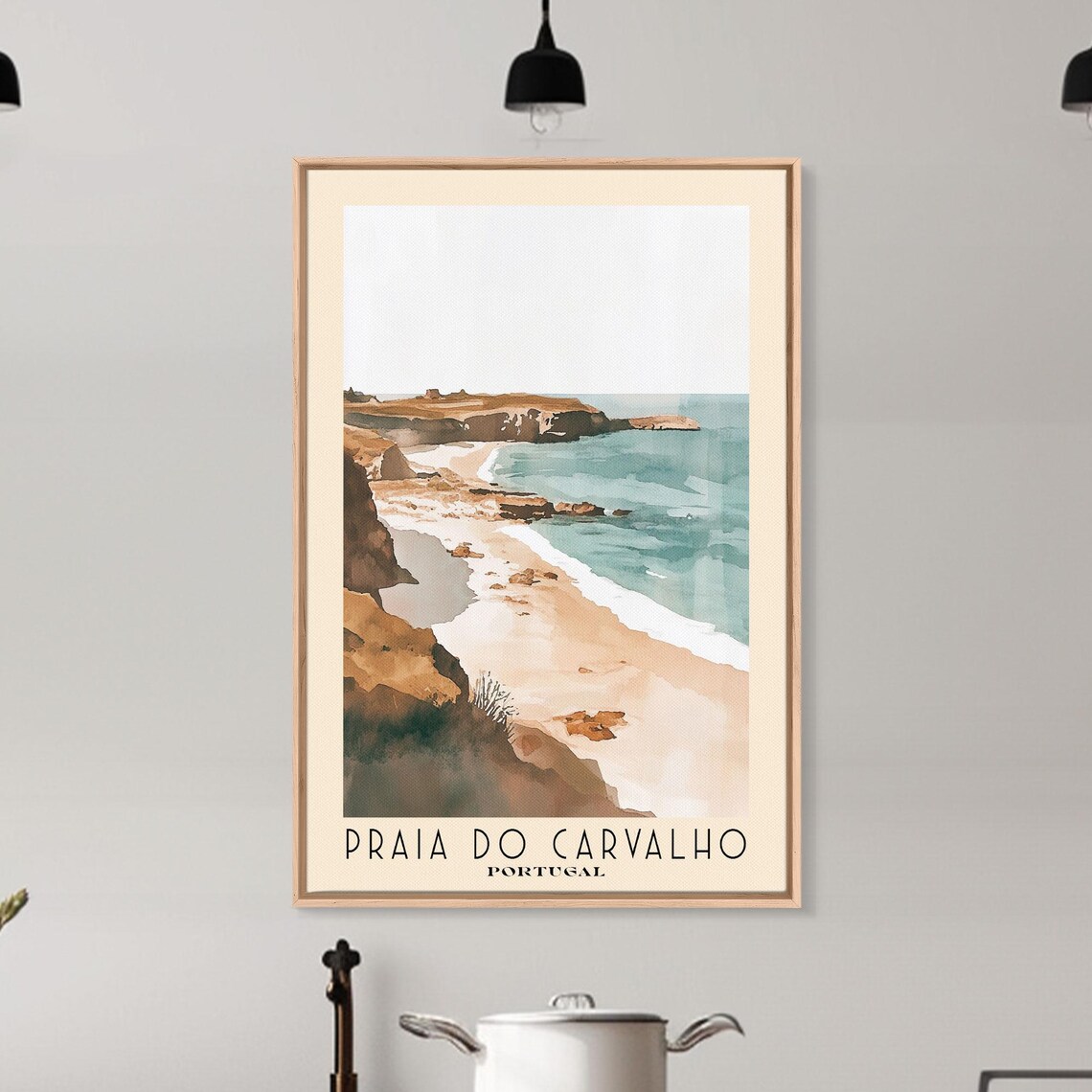Praia Do Carvalho Watercolor Beach Art Print, Portugal - Image 6