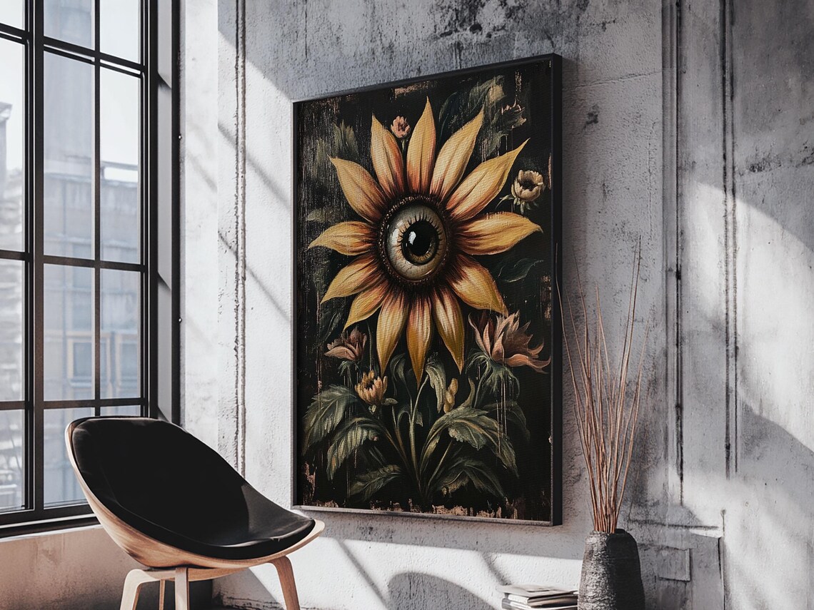 Cyclops Sunflower Halloween Dark Academia Art Print