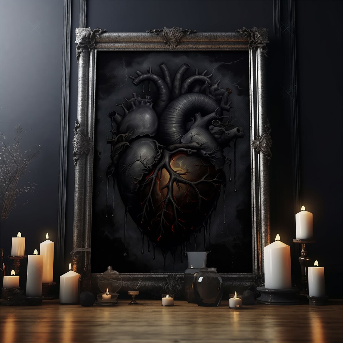 Dark Heart Halloween Macabre Goth Decor Art Print - Image 4