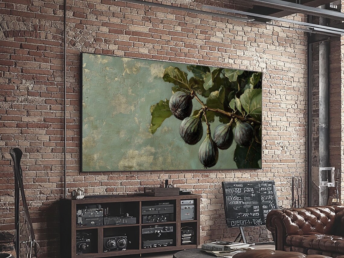 Ripe Purple Figs Branch Vintage Botanical Oil Painting Art Print - Image 3