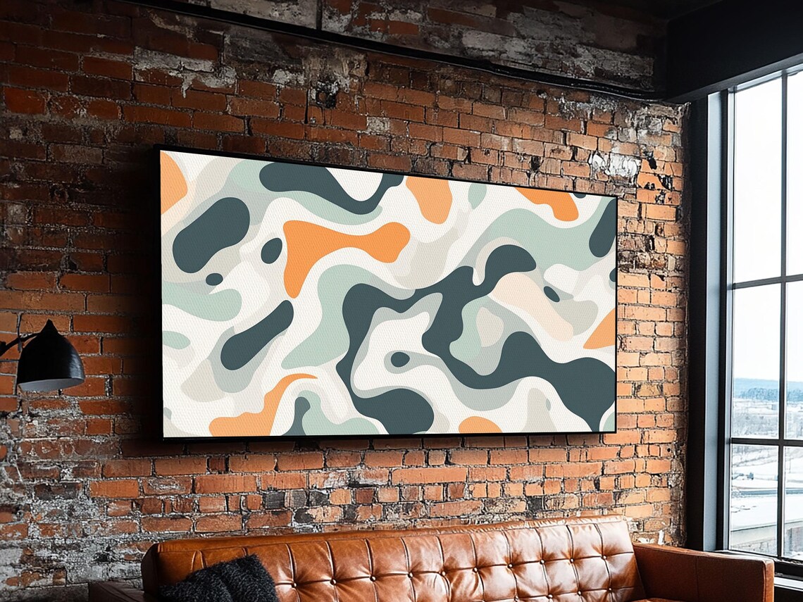 Abstract Camo Pattern Wall Art Framed Print Man Cave Decor Gift For Him Retro Modern Abstract Art Nuevart - Image 3