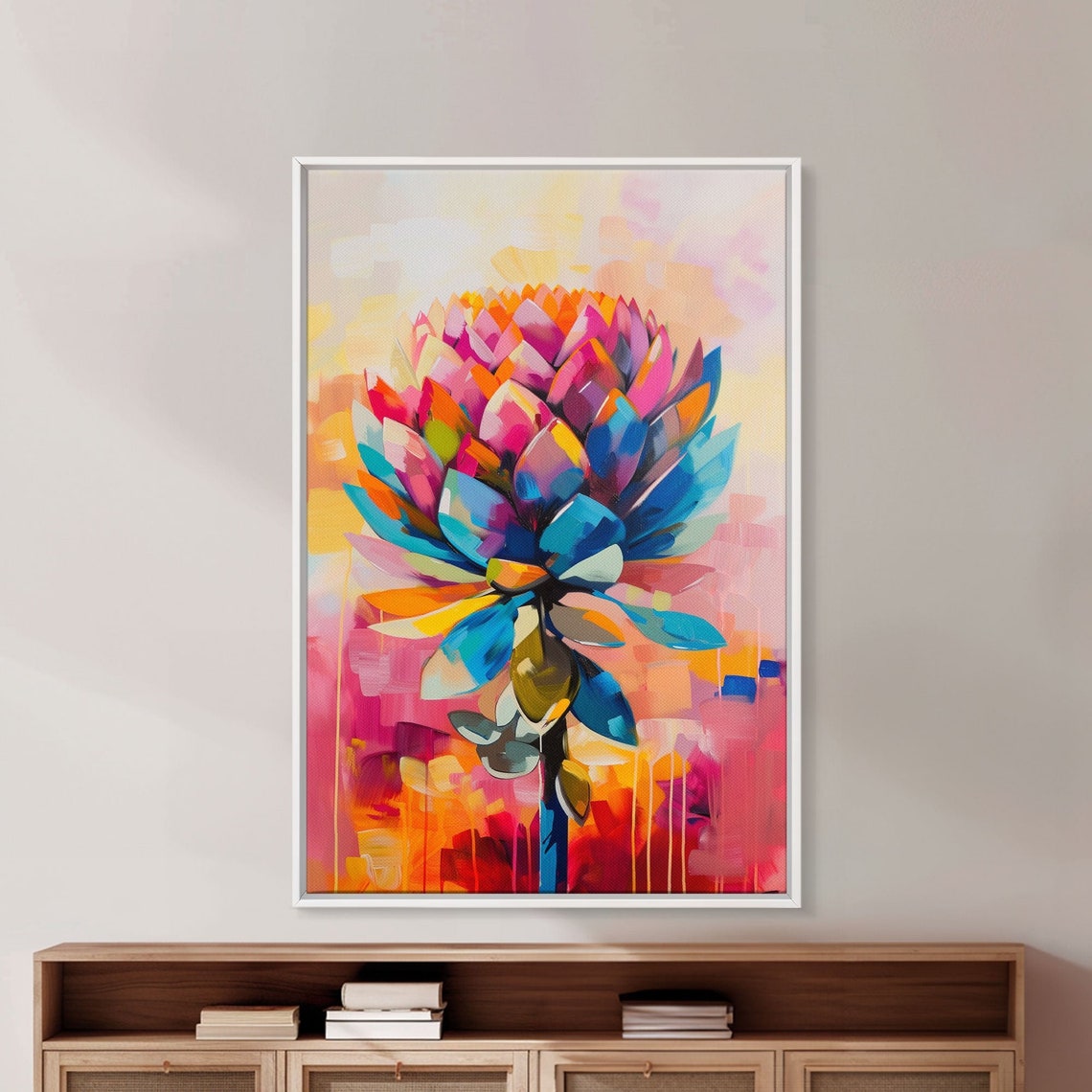Colorful Abstract Bloom Pink Blue Orange Modern Flower Poster - Image 3