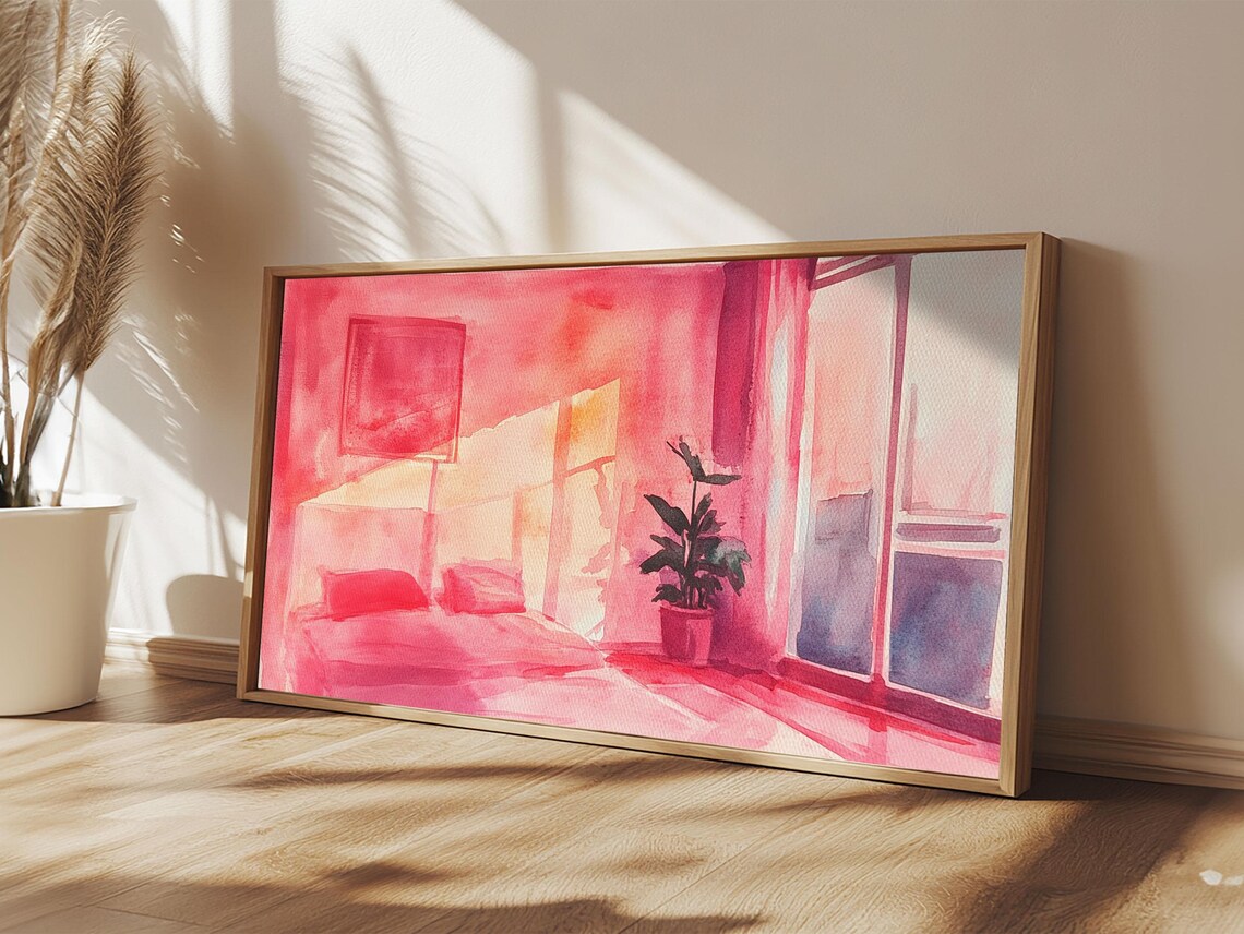 Sunny Bedroom Print Light Pink Wall Art Minimalist Decor Cherry Wall Art Therapy Art Rustic Bedroom Art Boho Art Gift Idea - Image 6