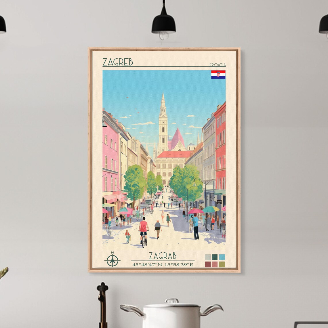 Zagreb Croatia Cathedral Old Town Street Scene Travel Poster - Image 2