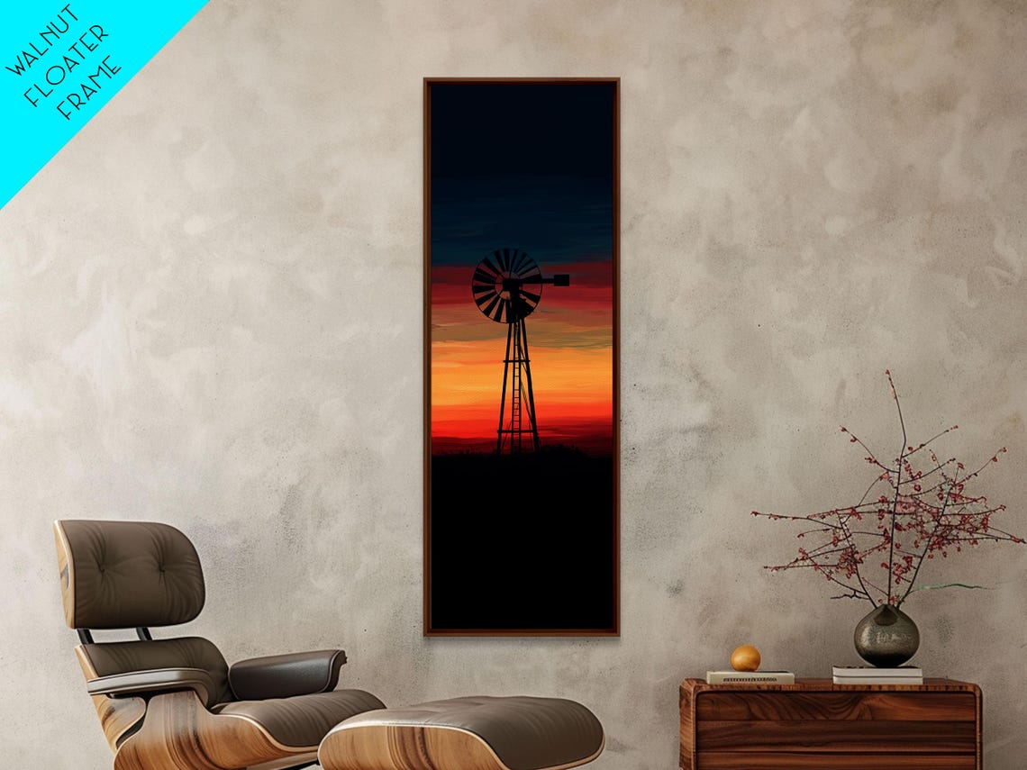 Print Moody Sunset Windmill Wall Art Vertical Rustic Decor Tall Narrow Farmhouse Artwork Gift Idea For Living Room - Image 5
