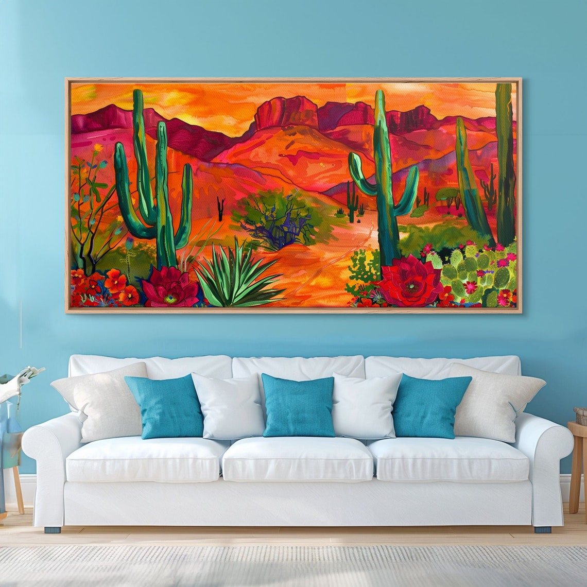 Saguaro Cactus Desert Sunset Red Rock Mountains Bold Floral Poster - Image 3