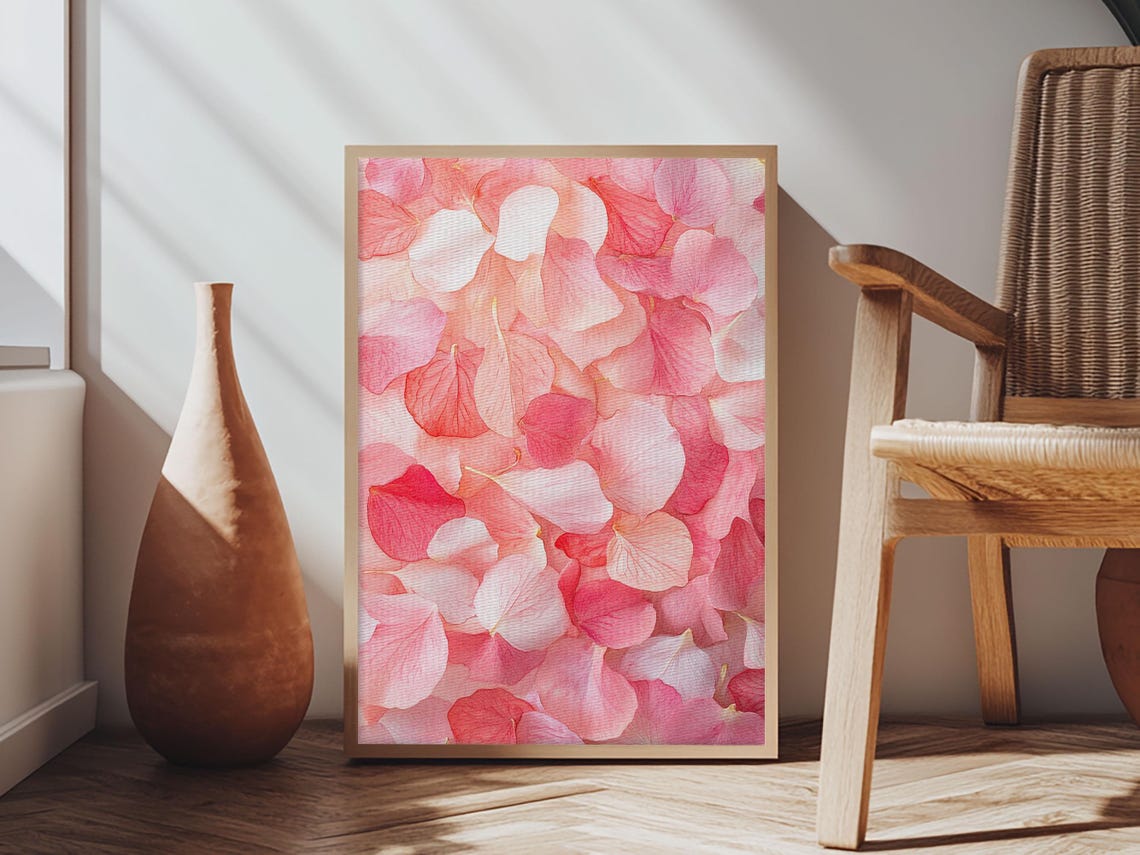 Blush Pink Hydrangea Petals Watercolor Floral Botanical Wall Art Print - Image 4