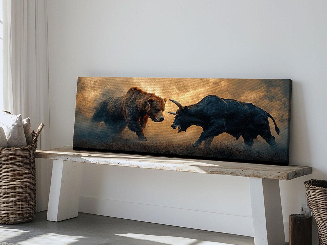 Bull and Bear, Moody Rustic Industrial Art Print - Image 3