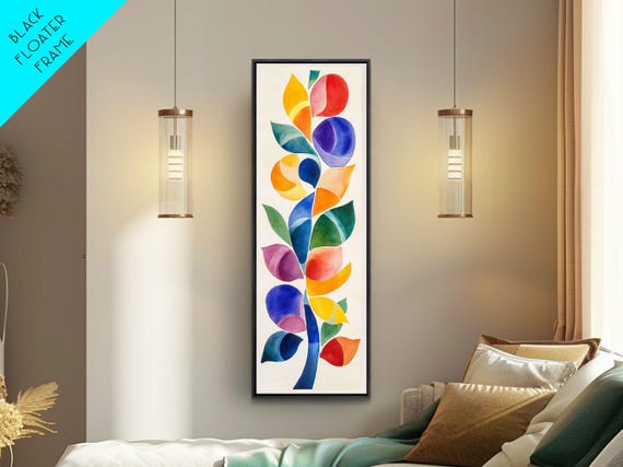 Colorful Abstract Print Inspired By Matisse Bright Boho Vertical Wall Art Cottagecore Botanical Art Decor Piece