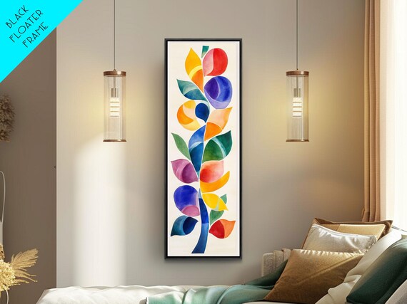 Colorful Watercolor Leaves Botanical Matisse Inspired Vertical Art Poster