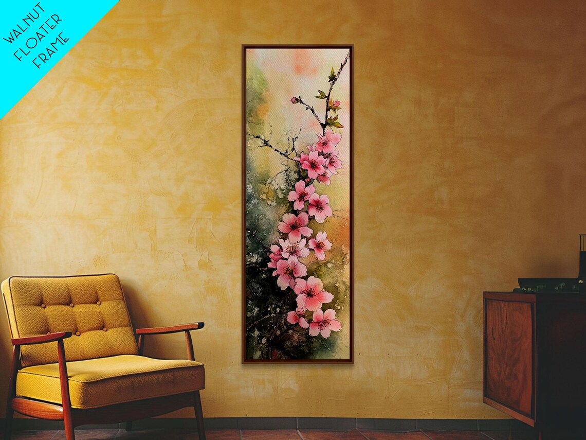 Blooming Pink Cherry Blossoms Japanese Spring Floral Watercolor Poster - Image 5