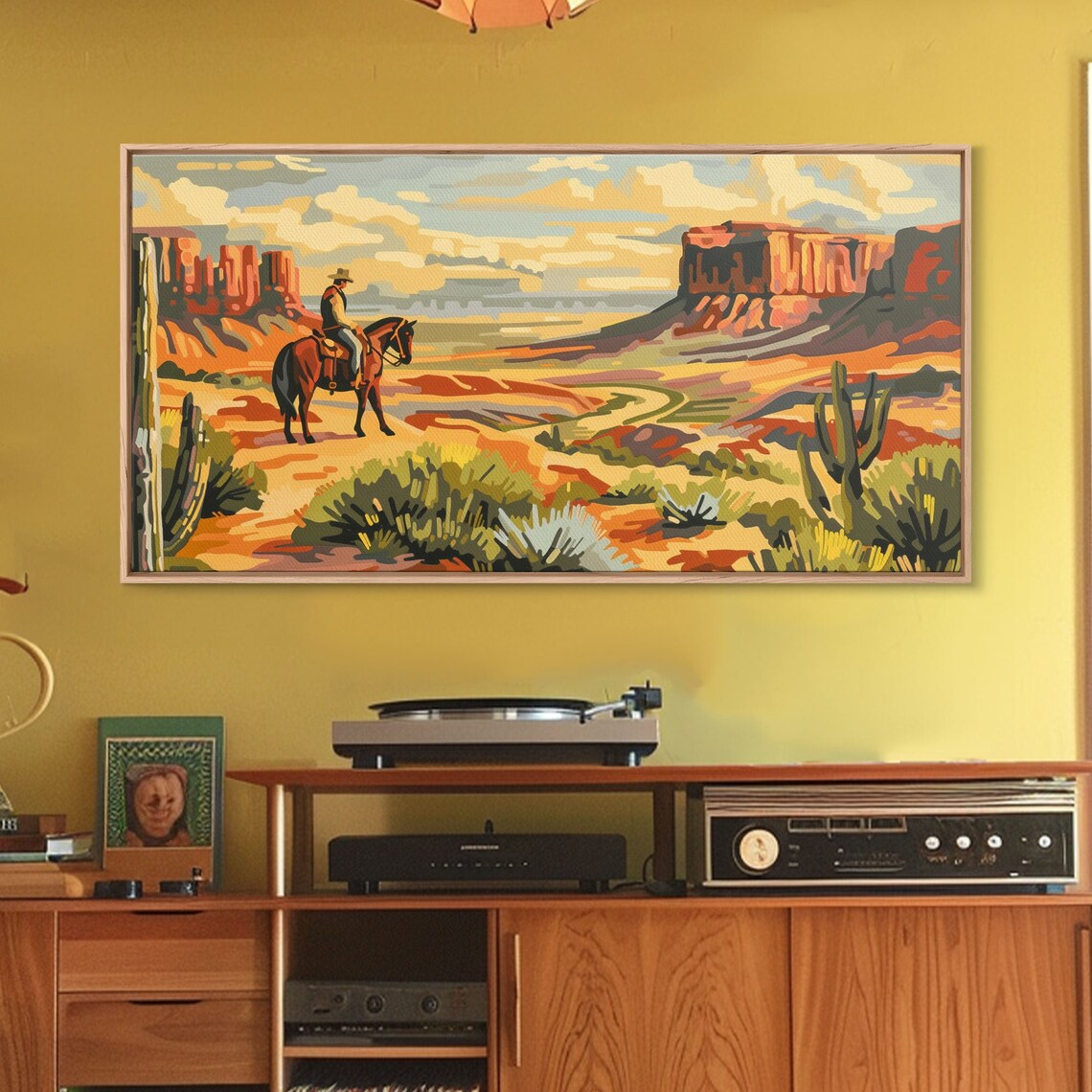 Cowboy Overlooking Desert Canyon, Western Art Print - Image 4