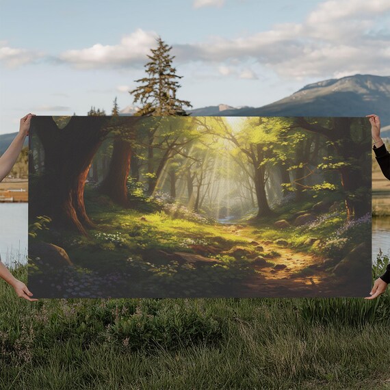 Forest Wall Art Trees Art Print Enchanted Forest Panoramic Art Wall Art Art Landscape Art Print Game Room Dcor Cozy Gift