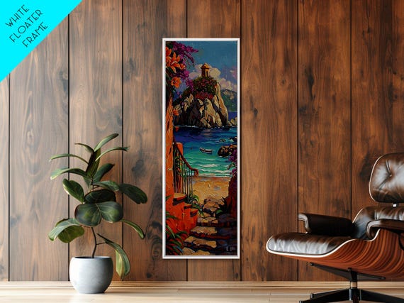 Coastal Wall Art Framed And Printed On Surf Wall Art Textured Painting Framed Narrow Modern Wall Art For Office