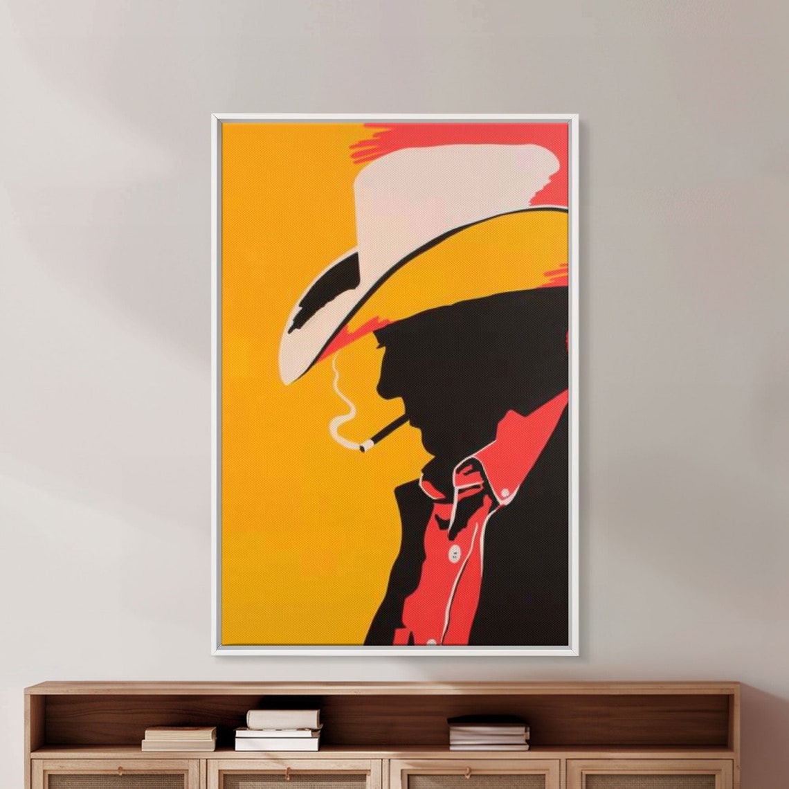 Cowboy Silhouette Smoking Cigarette Retro Pop Art Western Poster - Image 3
