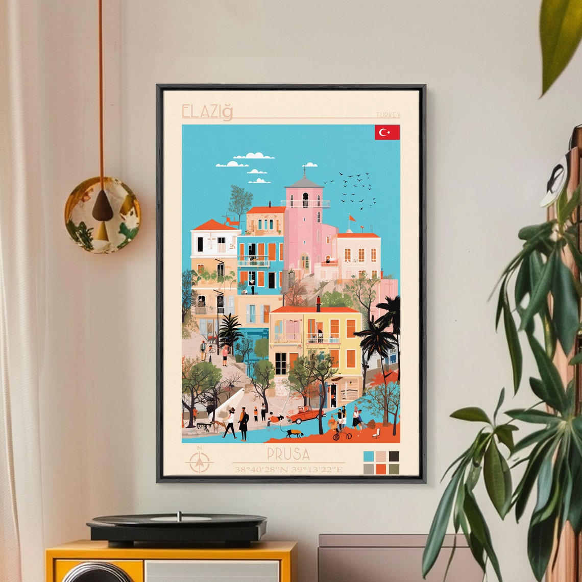 Elazig Turkey Mediterranean Coastal Town Tower Palms Beach Poster - Image 5