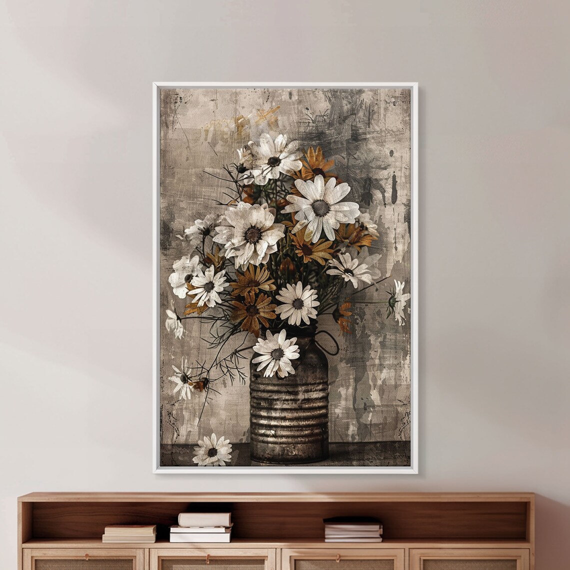 Rustic Metal Vase With Daisies, Farmhouse Art Print - Image 5
