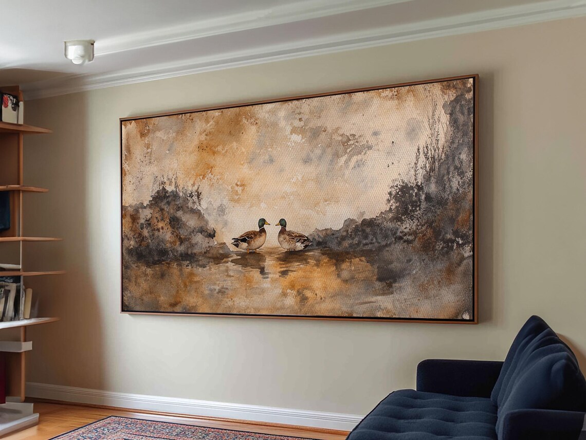 Vintage Mallard Duck Oil Painting, Rustic Farmhouse Art Print - Image 4