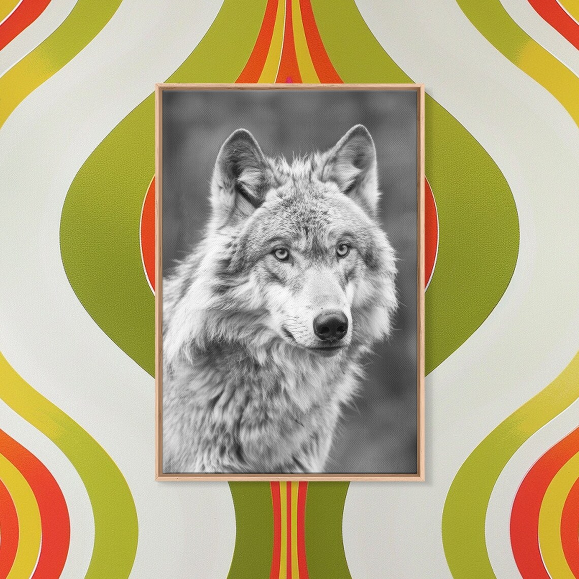 Wolf Close Up Portrait In Black And White Wildlife Photography Poster - Image 5