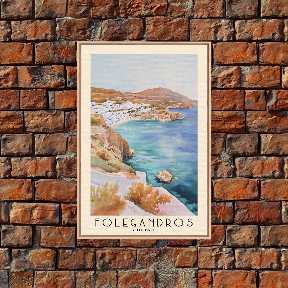 Folegandros Greece Whitewashed Cliff Town Aegean Bay View Poster - Image 5