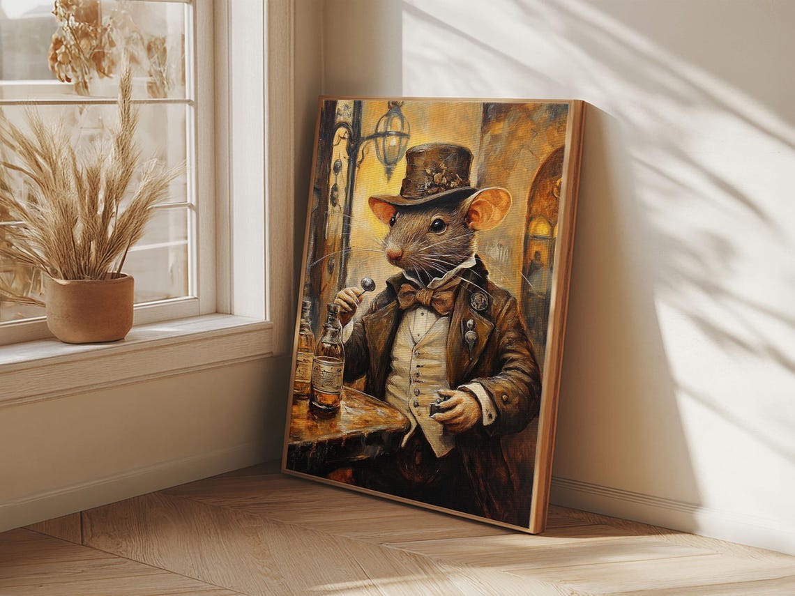 Dapper Gentleman Rat Victorian Suit Painting Funny Animal Poster - Image 6