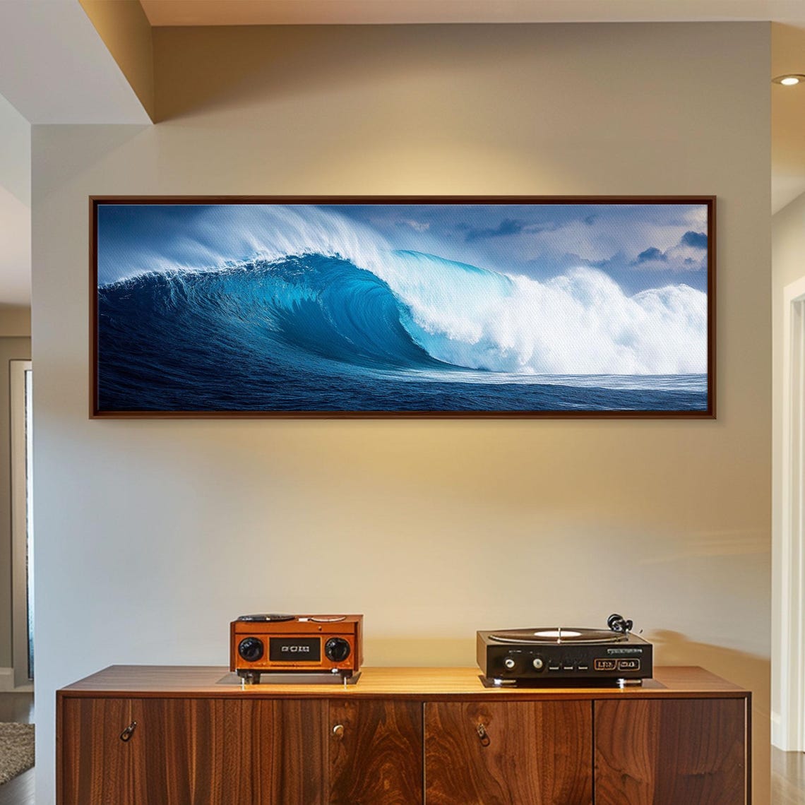 The Wave Huge 40 Foot Wave Surfer Decor Framed Print Nautical Decor Nautical Art Seascape Painting - Image 5