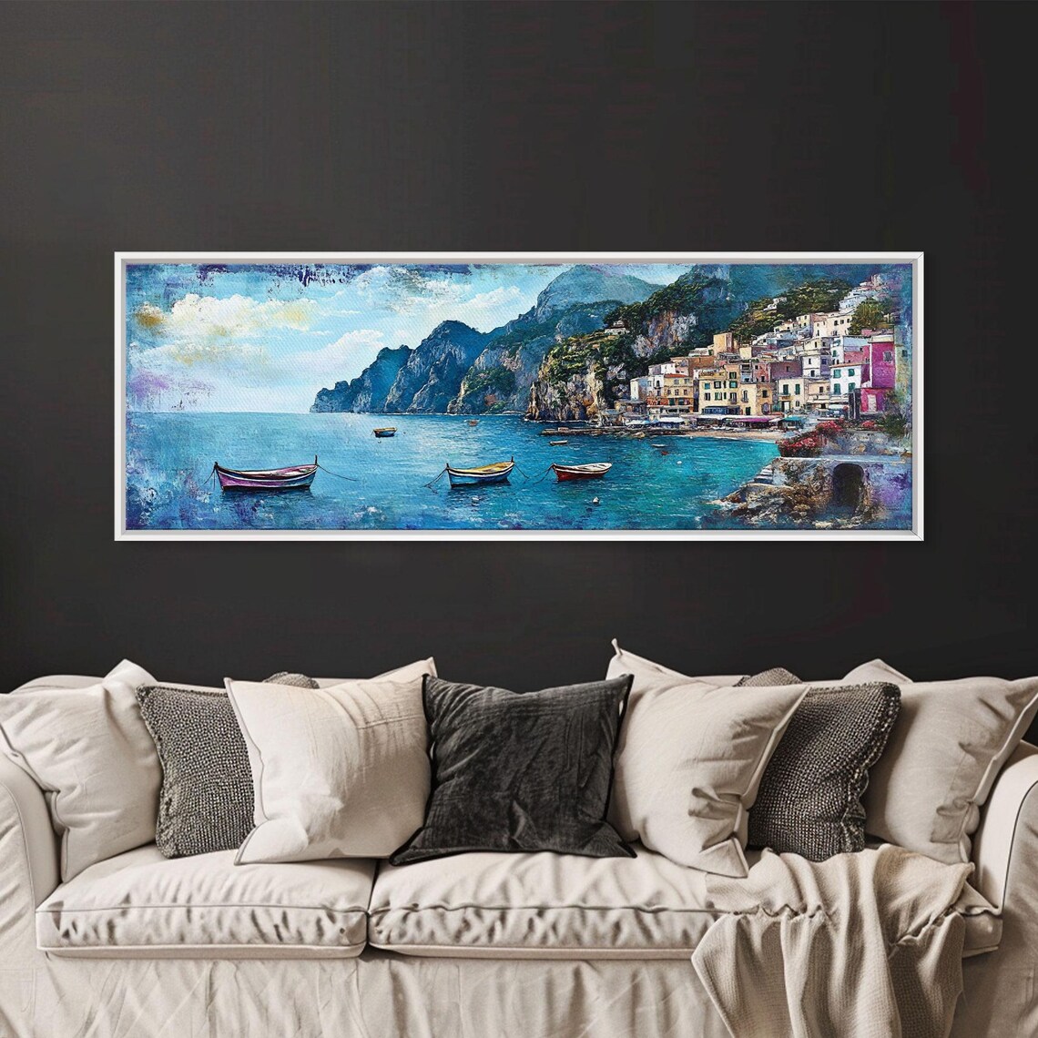 Italian Seaside, Summer in Italy Oil Painting Art Print - Image 3