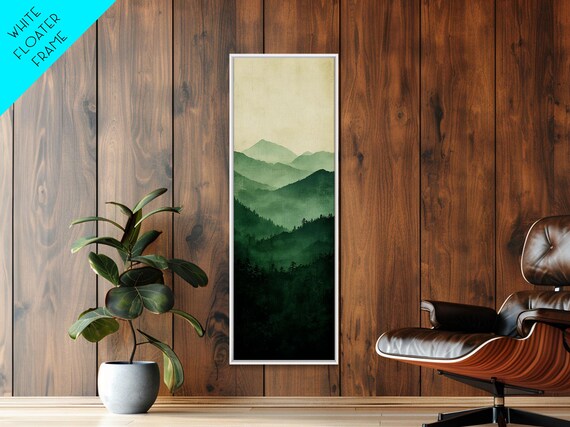 Smoky Mountain Layers Framed Print Serene Landscape Painting Green Nature Scene Above Sofa Art Living Room Decor