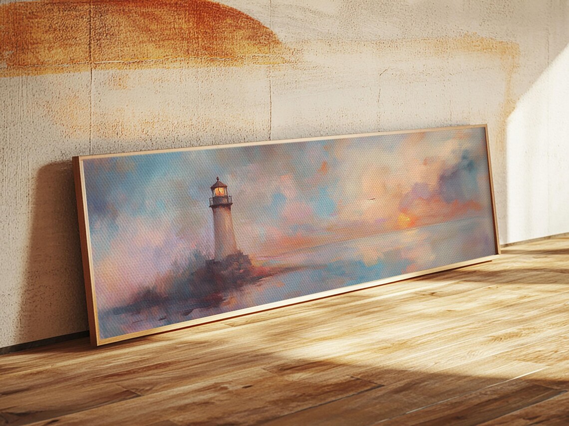 Whimsical Lighthouse Seascape Art Print, Nautical - Image 2
