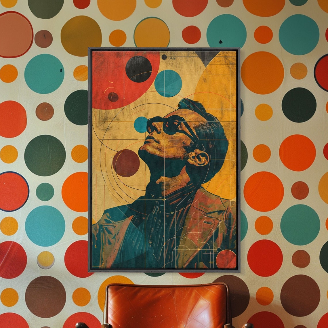 Colorful Art Deco Man Sunglasses Abstract Geometric Pop Wall Art - Image 3