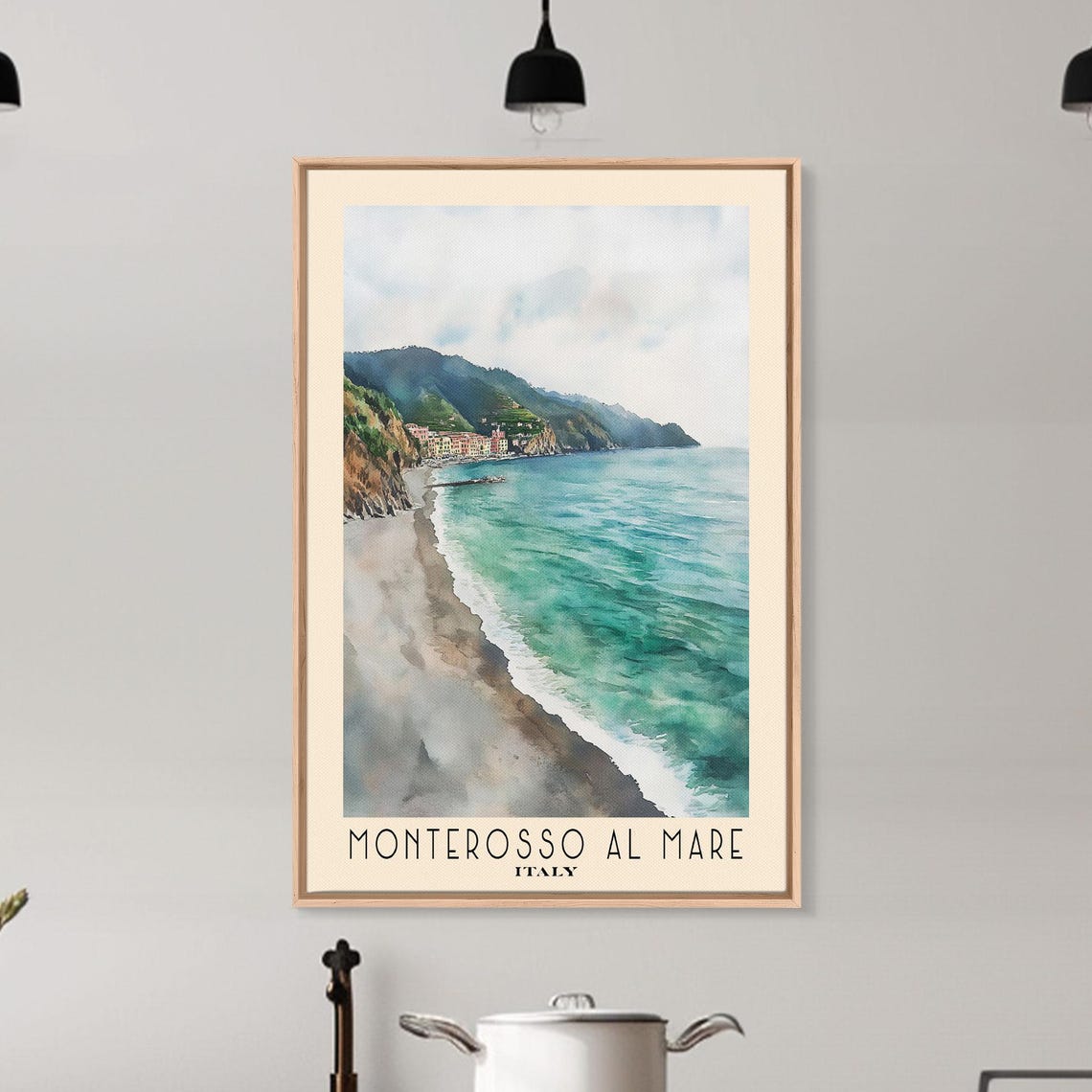 Monterosso al Mare Italy Colorful Village Beach Cove Watercolor Poster - Image 6