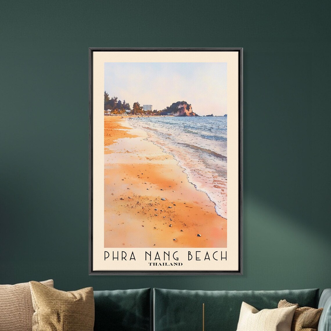 Phra Nang Beach Thailand Golden Sunset Sand Limestone Rock Shore Poster - Image 5