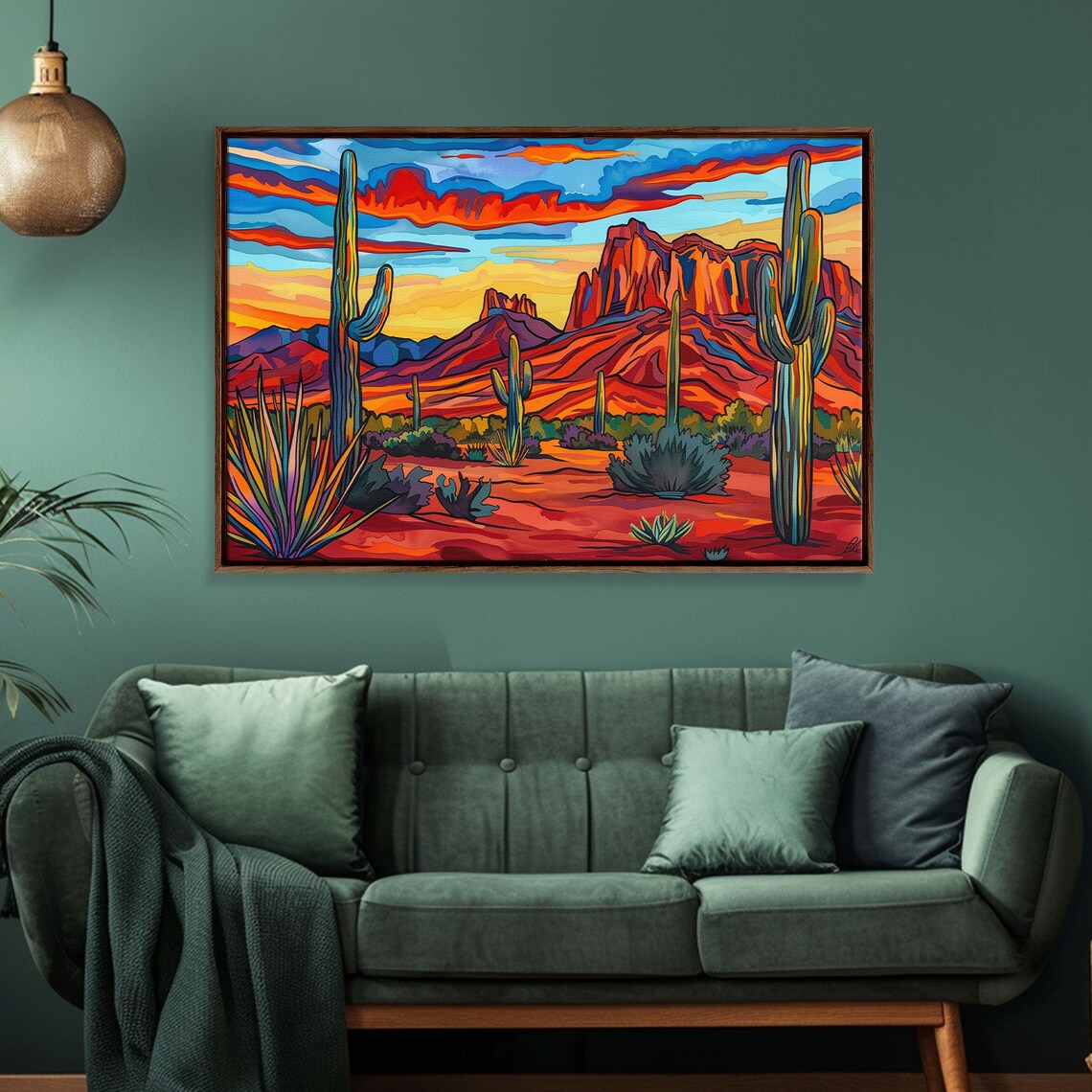 Retro Desert Landscape Art Print, Southwest Arizona - Image 5
